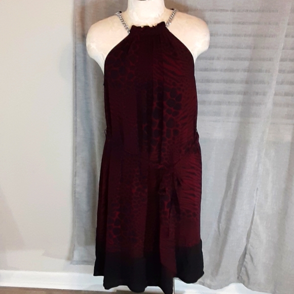 Michael Kors Dresses & Skirts - Michael Kors Burgundy and Black Zebra Print Sleeveless Dress